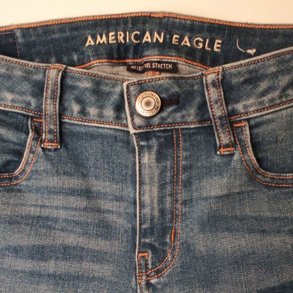 American Eagle Brand Denim Jeans Size 4 Low Rise Skinny Leg Medium Wash - Picture 3 of 10